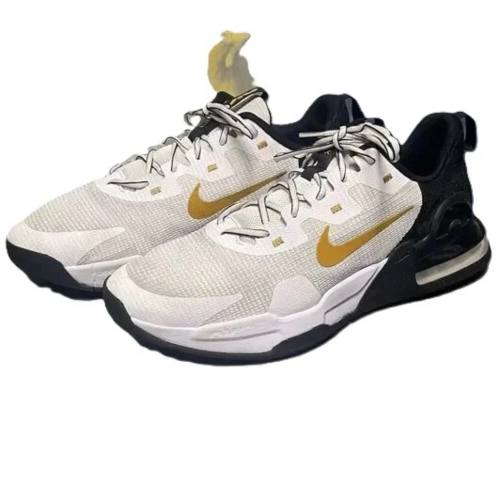 Nike Air Max Alpha Trainer 5 White Black Gold Suede - Picture 1 of 6